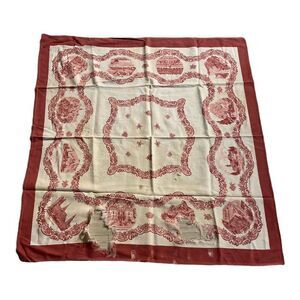 Germany Kitchen Souvenir Landmarks Linen Red Townscape 31 x 33.5” Worn & Frayed